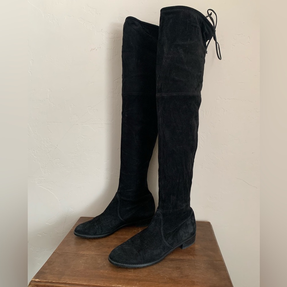 Stuart Weitzman Lowland Stretch Over The Knee Boots Black Suede sz 7.5 - Picture 2 of 10